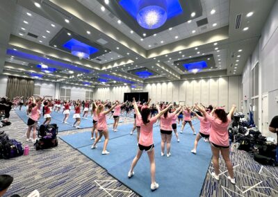Olathe Conference Center set up with floor mats for an exercising fitness event