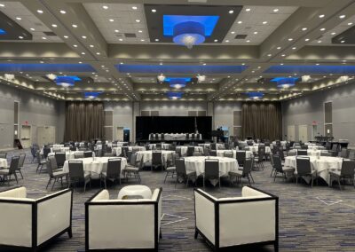 Olathe Conference Center with round tables set up for a Private Event
