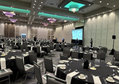 Olathe Conference Center set up with round tables for a Corporate Event
