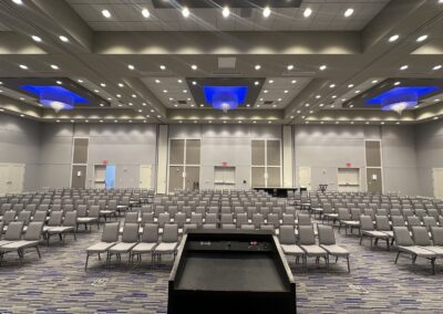 Olathe Conference Center set up for a Corporate Event with chairs for an audience