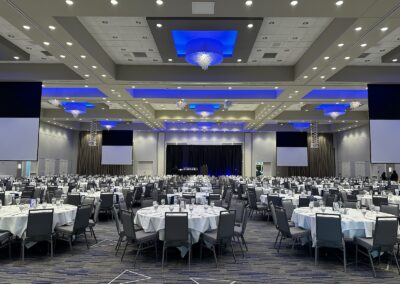 Olathe Conference Center set up with round tables for a Corporate Event